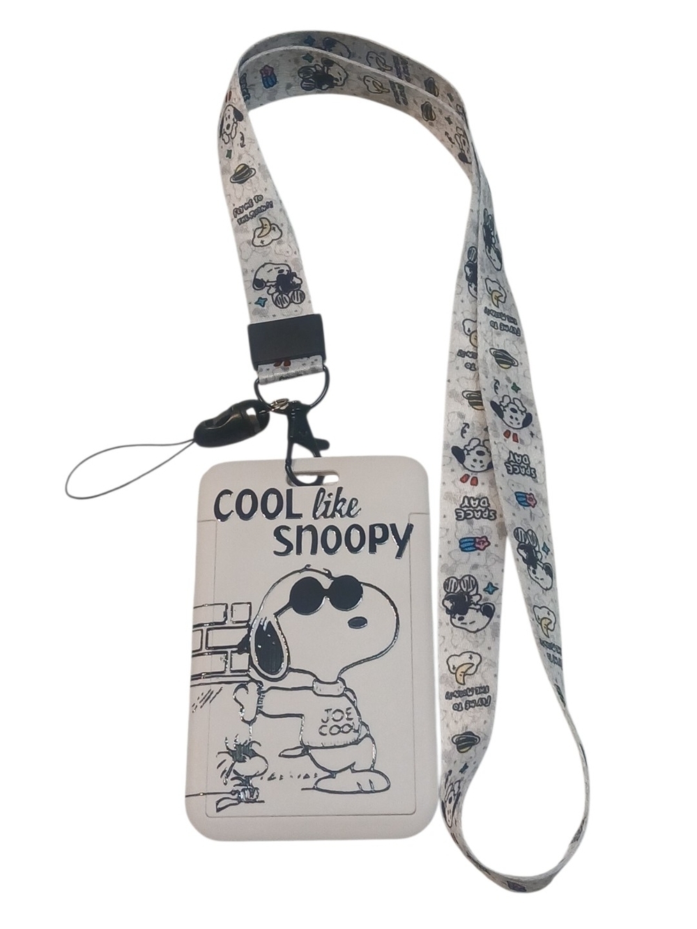 Peanuts - NWT, Joe Cool & Woodstock Lanyard, Adjustable Strap, See Thru ID hold